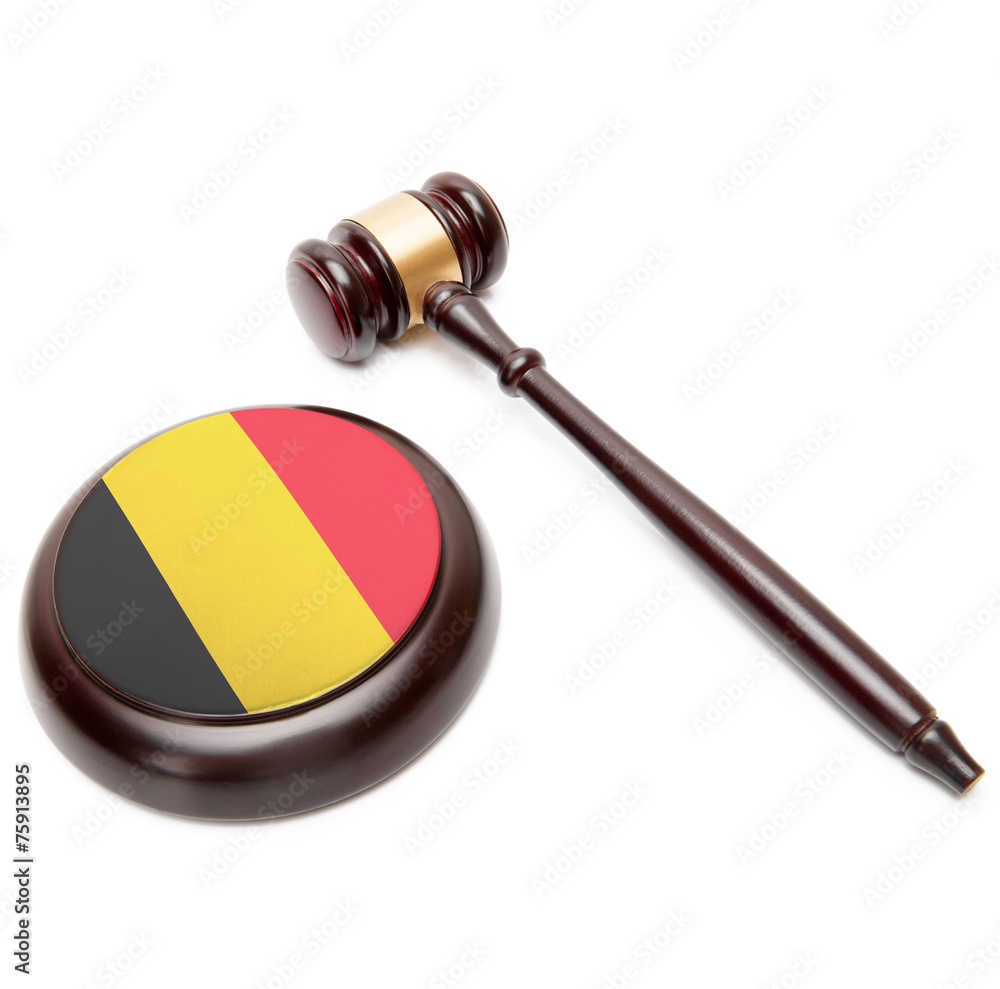 Judge gavel and soundboard with national flag on it - Belgium