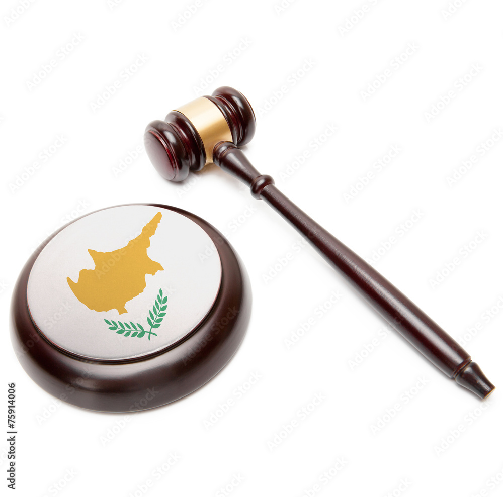 Judge gavel and soundboard with national flag on it - Cyprus