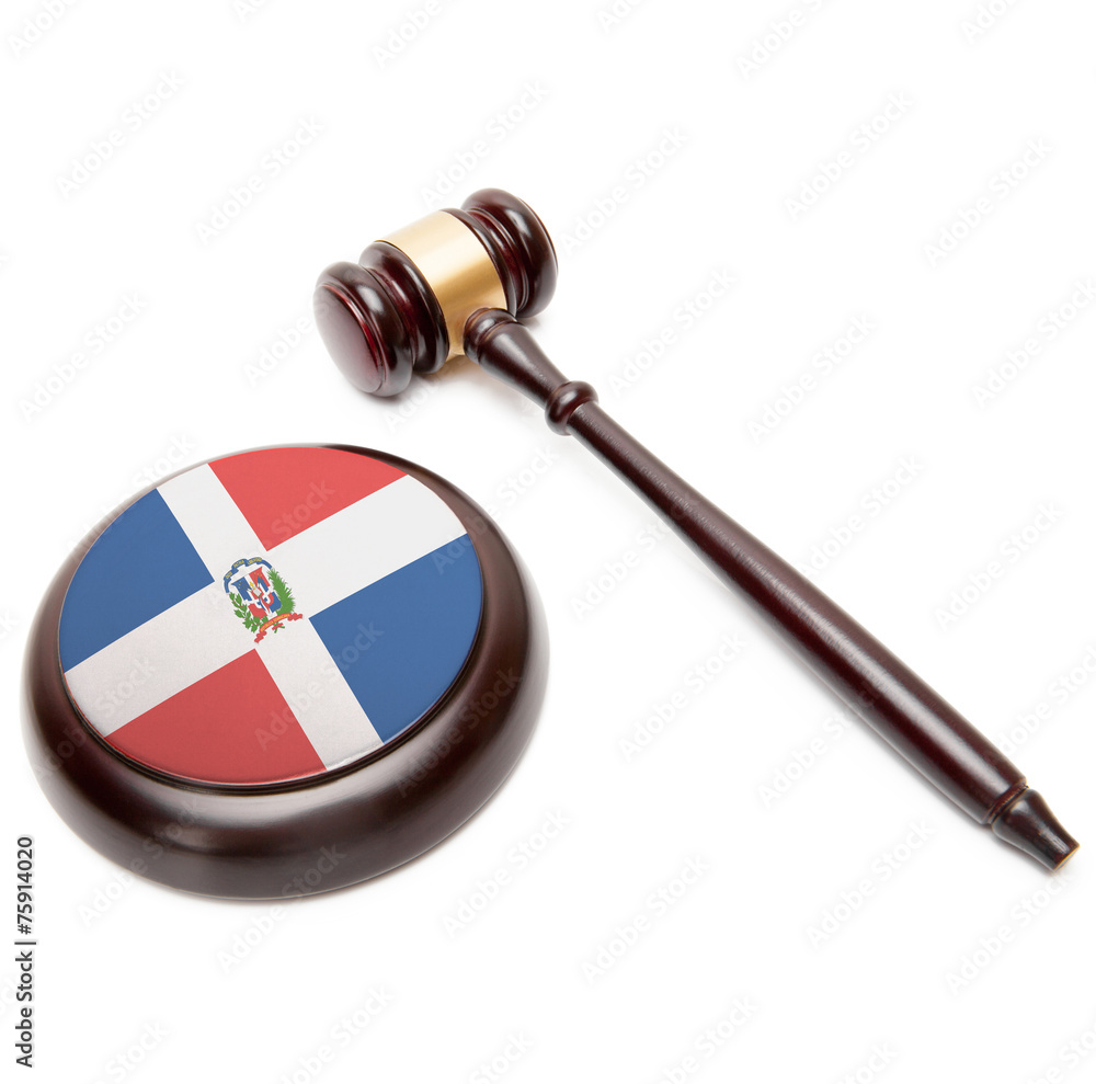 Judge gavel and soundboard with flag on it - Dominican Republic