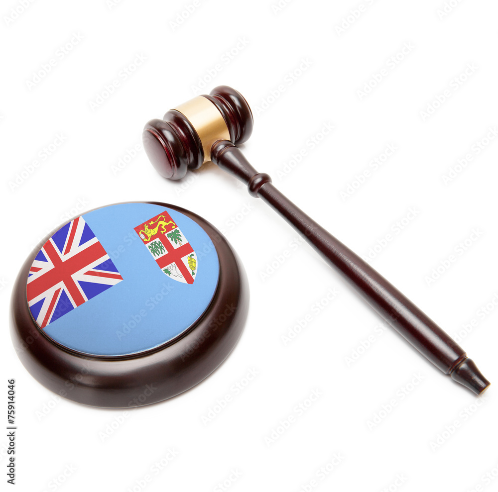Judge gavel and soundboard with national flag on it - Fiji