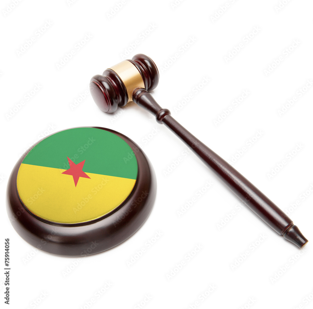 Judge gavel and soundboard with flag on it - French Guiana