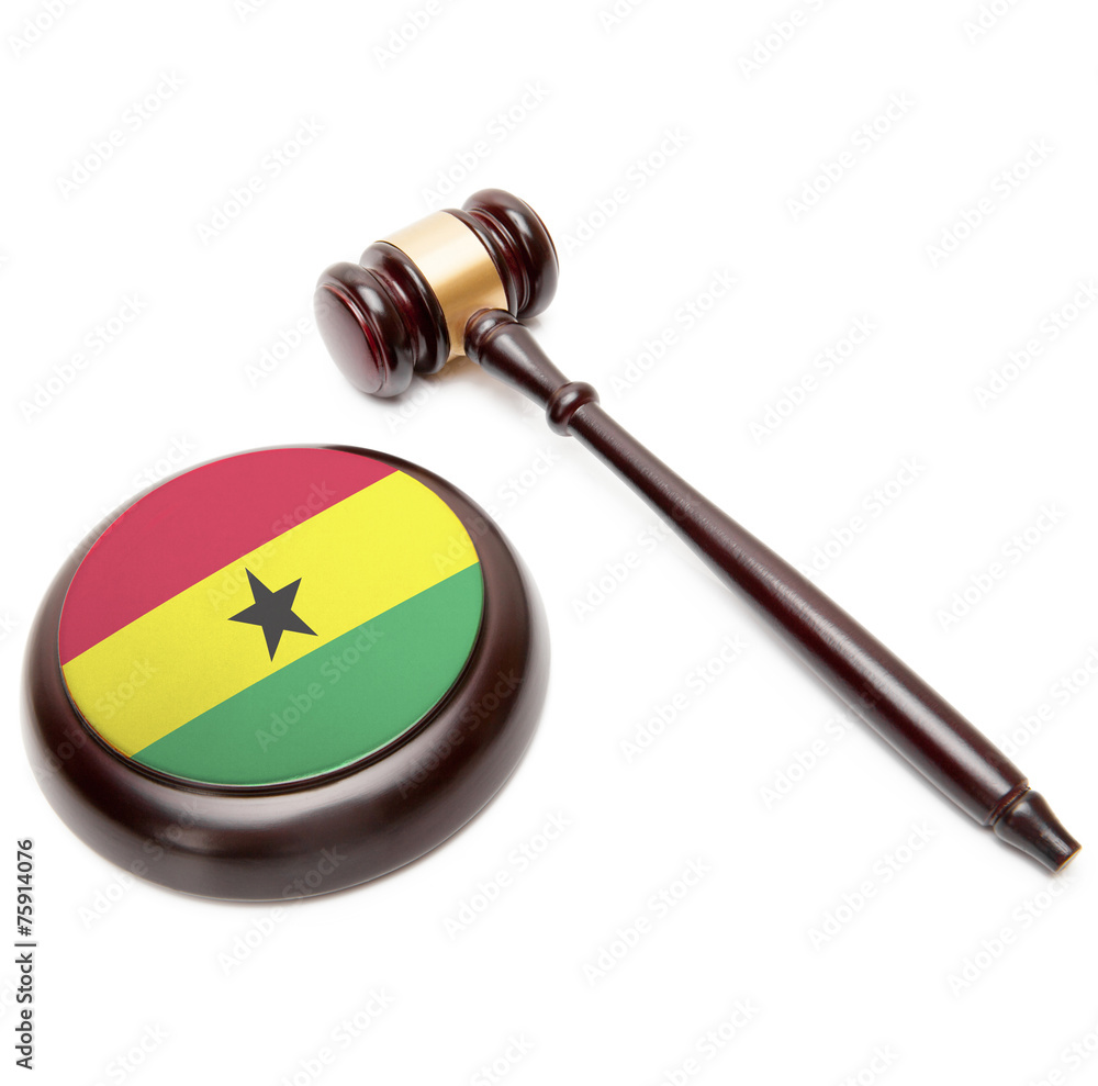 Judge gavel and soundboard with national flag on it - Ghana