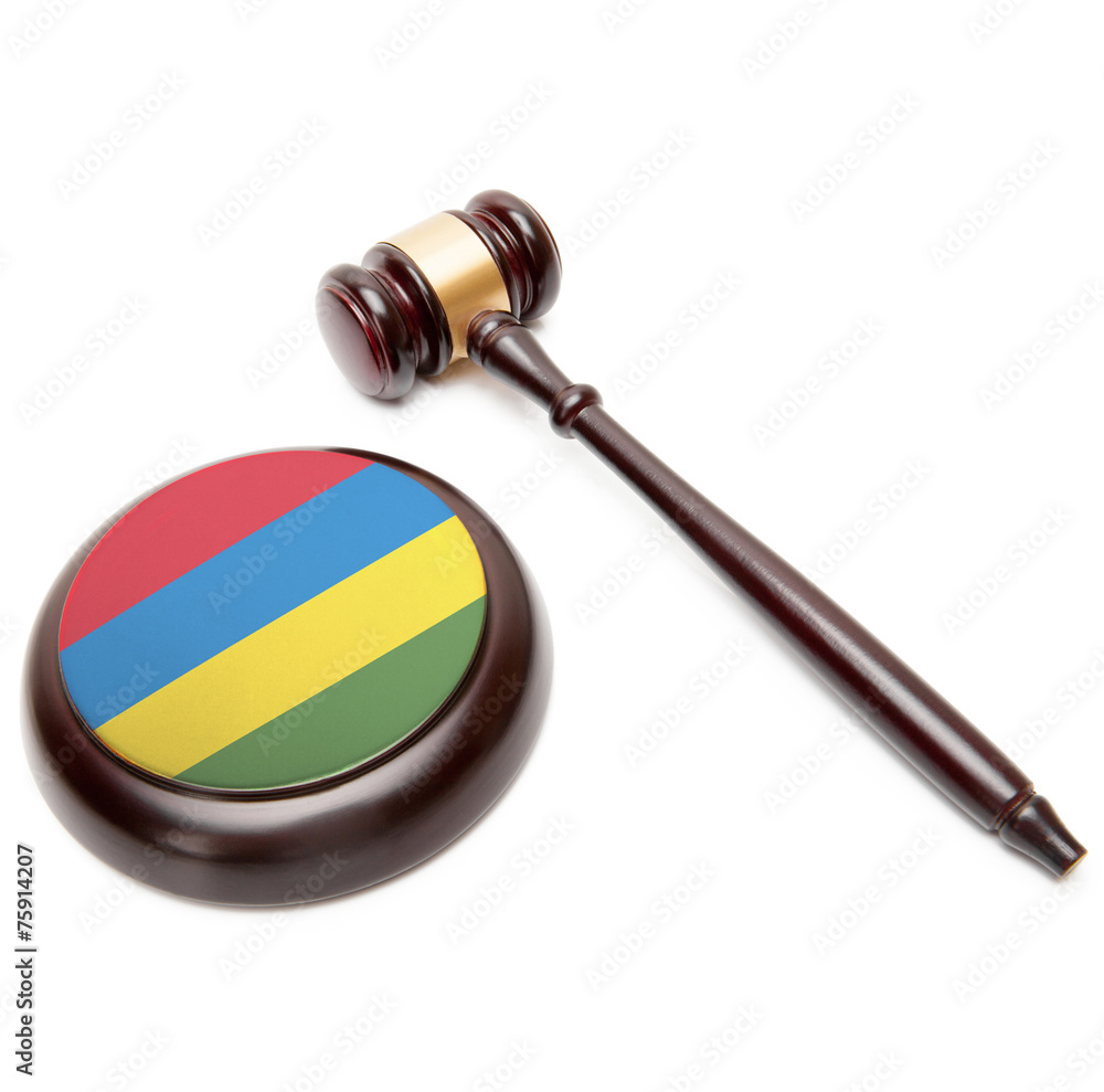 Judge gavel and soundboard with national flag on it - Mauritius