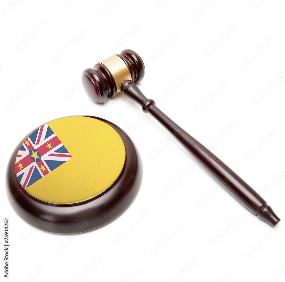 Judge gavel and soundboard with national flag on it - Niue