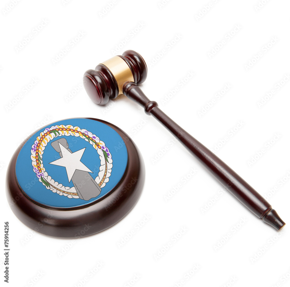 Judge gavel and soundboard with flag on it - Northern Marianas