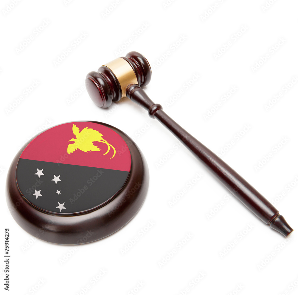Judge gavel and soundboard with flag on it - Papua New Guinea