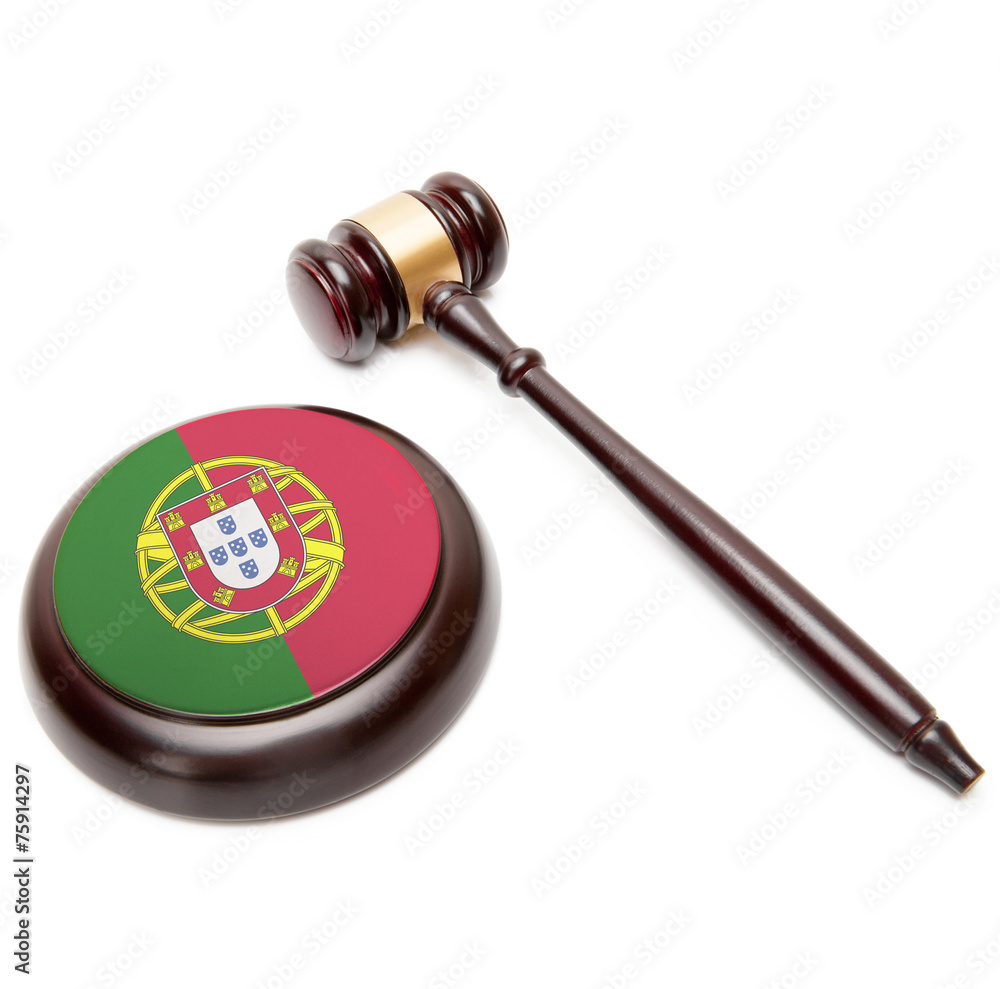 Judge gavel and soundboard with national flag on it - Portugal