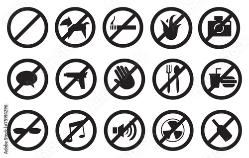 No Signs and Anti- Symbols for Prohibited Activities