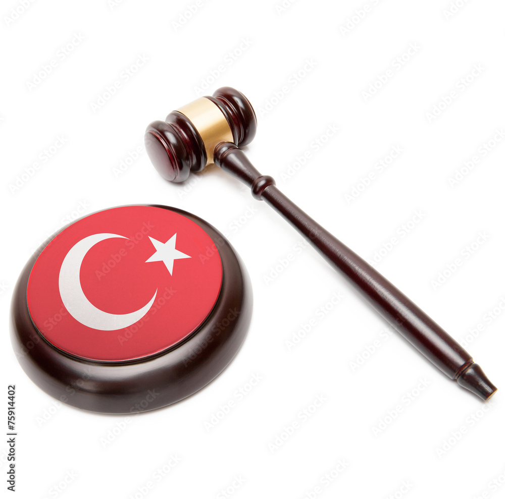 Judge gavel and soundboard with national flag on it - Turkey