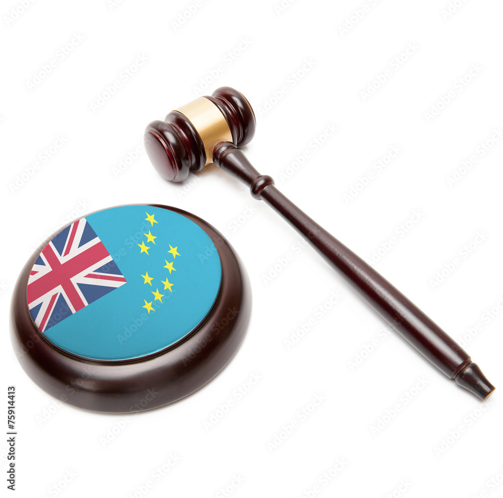 Judge gavel and soundboard with national flag on it - Tuvalu