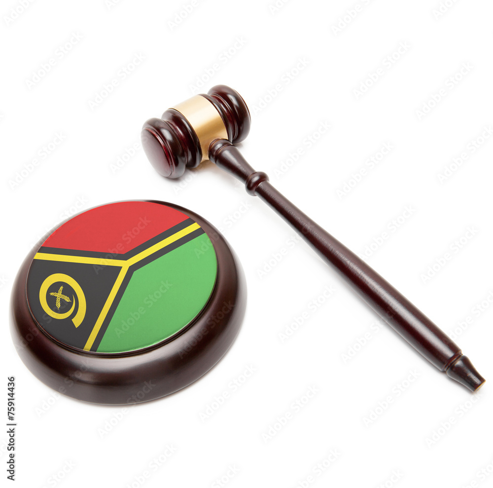 Judge gavel and soundboard with flag on it - Vanuatu