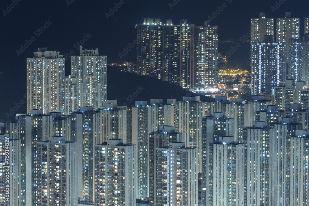 modern buildings in Hong Kong at night modern buildings in Hong Kong at night