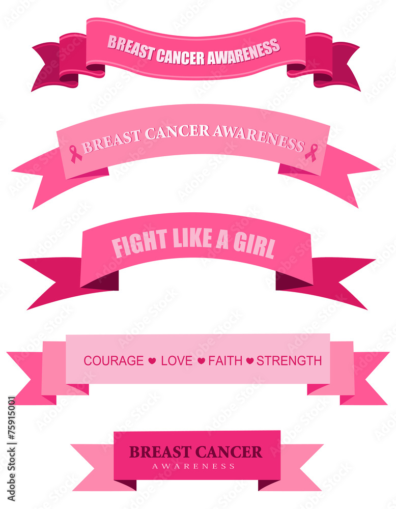 Pink breast cancer awareness web banners vector Pink breast cancer awareness web banners vector