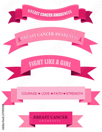 Pink breast cancer awareness web banners vector