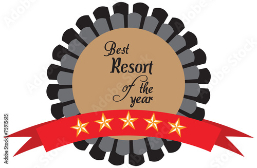 Vector promo label of best resort award of the year.