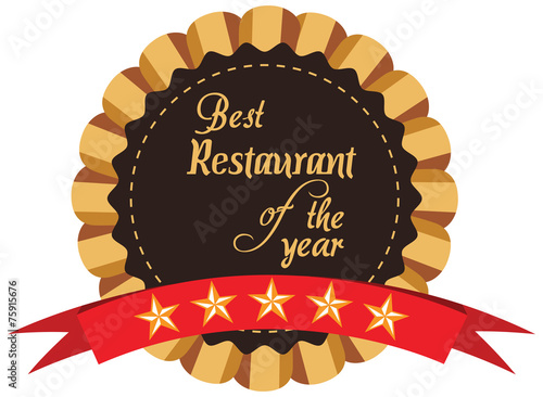 Vector promo label of best restaurant award of the year.