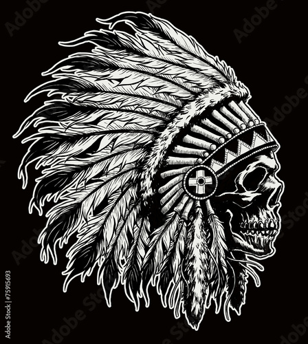 One color Indian skull vector illustration
