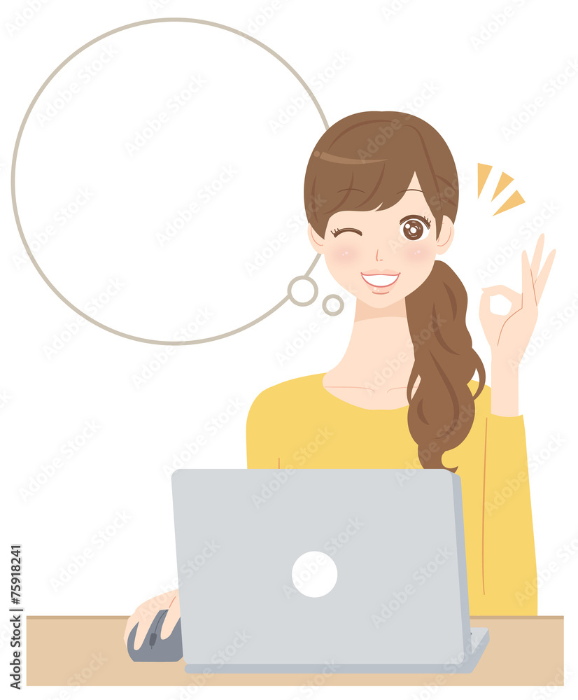 女性　パソコン
