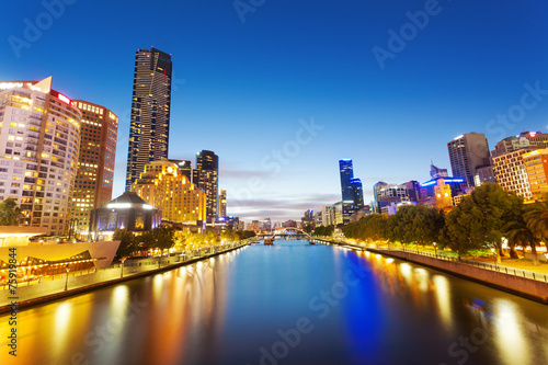 View of Yarra river in Melbourne at night © ymgerman