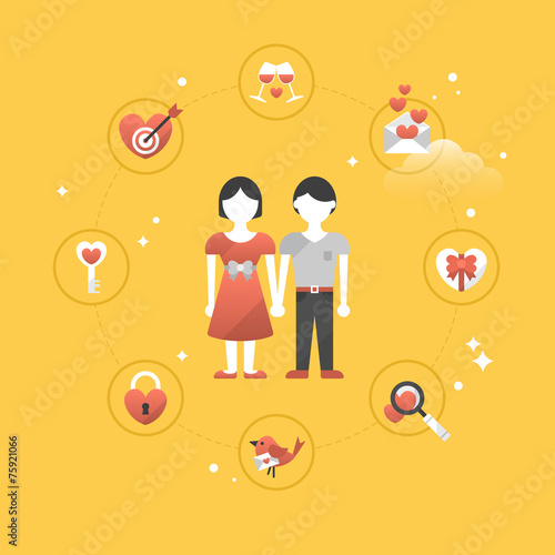 Valentine's day flat stylish icons design
