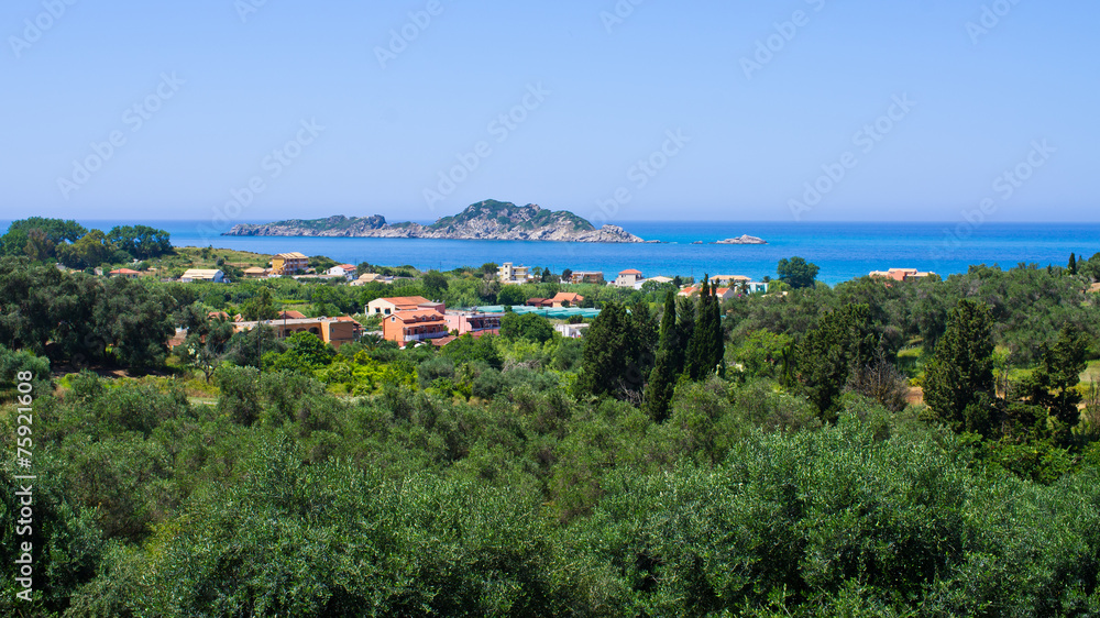 Forest, village and sea - Corfu, Greece