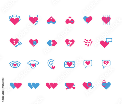 Valentine's day vector icon set with hearts