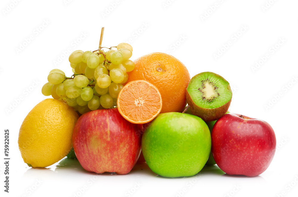 Composition with fruits isolated on a white Composition with fruits isolated on a white