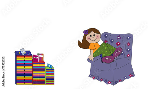 Niña feliz sentada en sofá 2.