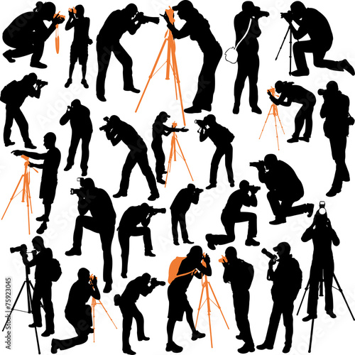 photographers big silhouettes collection - vector