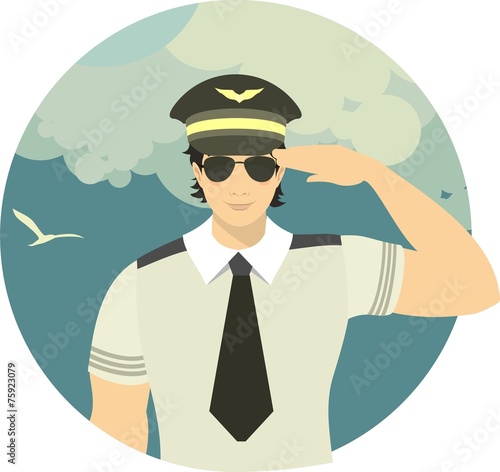 airline pilot in a round emblem