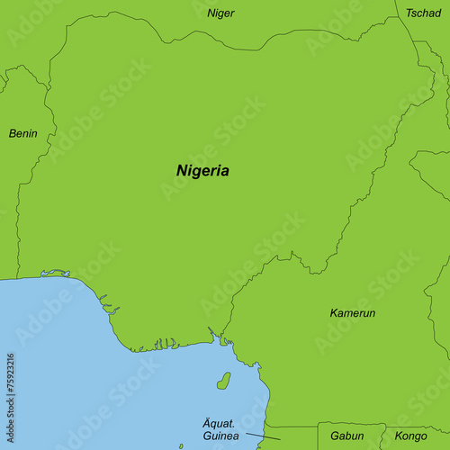 Nigeria in grün (beschriftet)