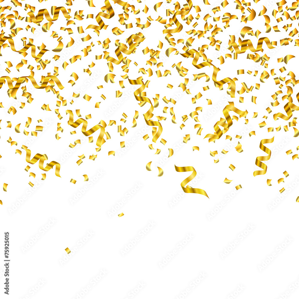 Vector Golden Party Streamers and Confetti Stock Vector by