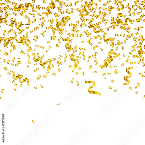 Vector Illustration of Golden Party Streamers and Confetti