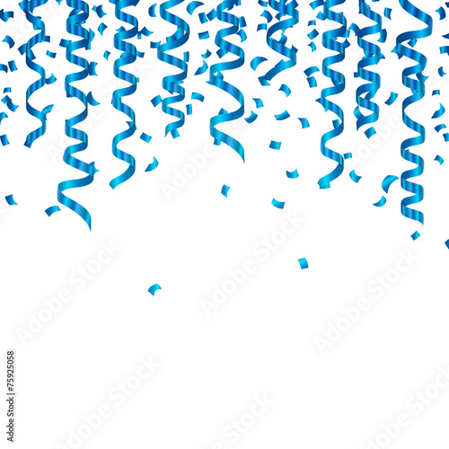 Vector Illustration of Blue Confetti and Party Streamers
