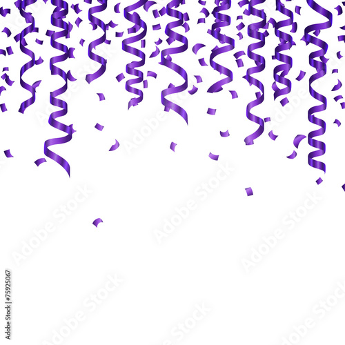 Vector Illustration of Purple Confetti and Party Streamers