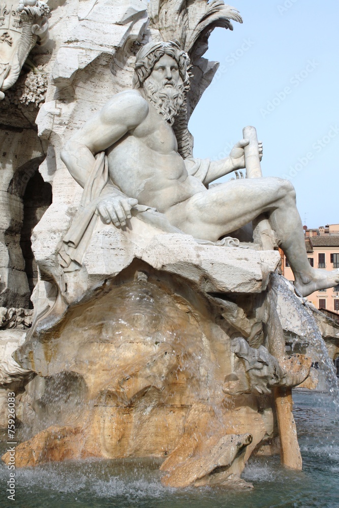 Detail of Bernini's Fountain in Piazza Navona - Rome Italy Detail of Bernini's Fountain in Piazza Navona - Rome Italy