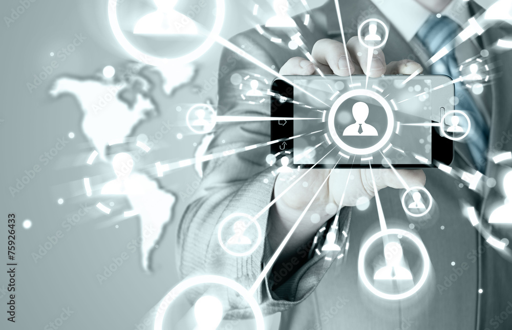 Business Hand holding a phone show the social network Business Hand holding a phone show the social network