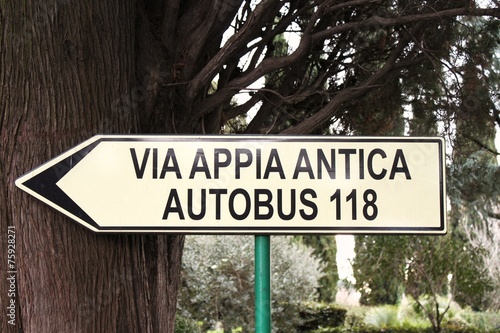 Via Appia Antica sign in the park of Catacombe di S. Callisto