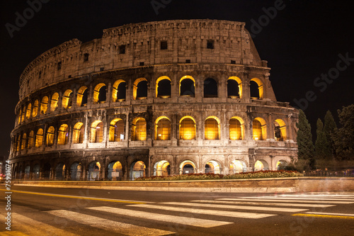 Coliseum at night in Rome, Italy