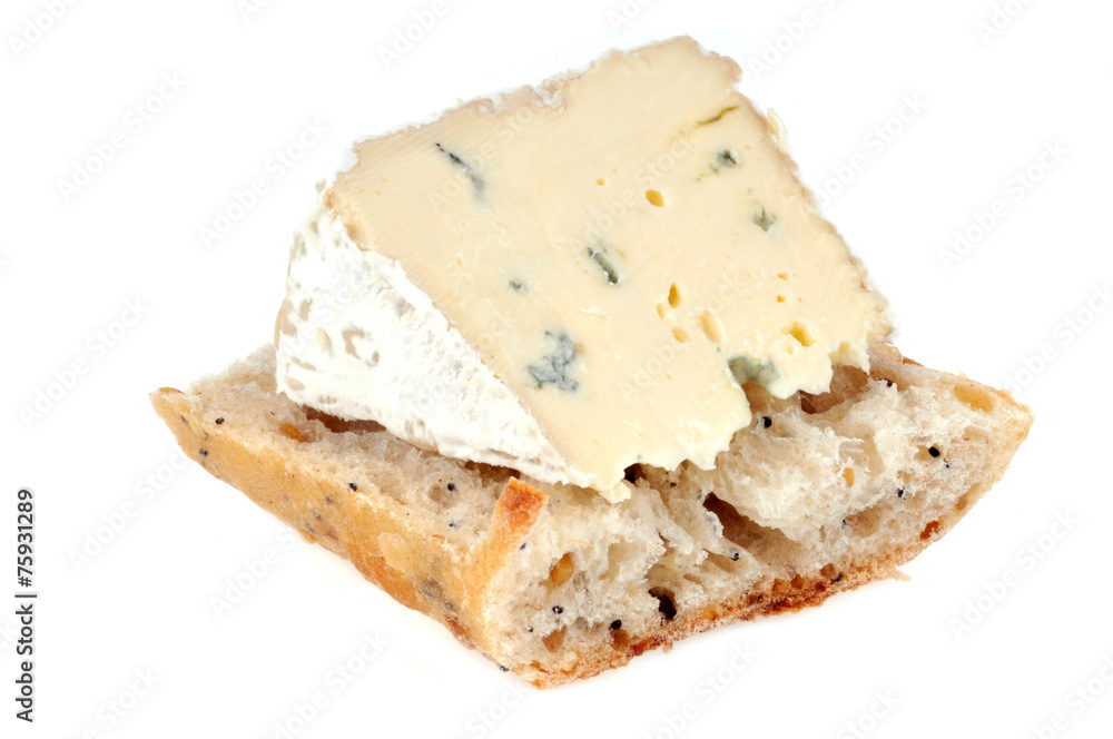 Morceau de bleu d'Auvergne sur du pain