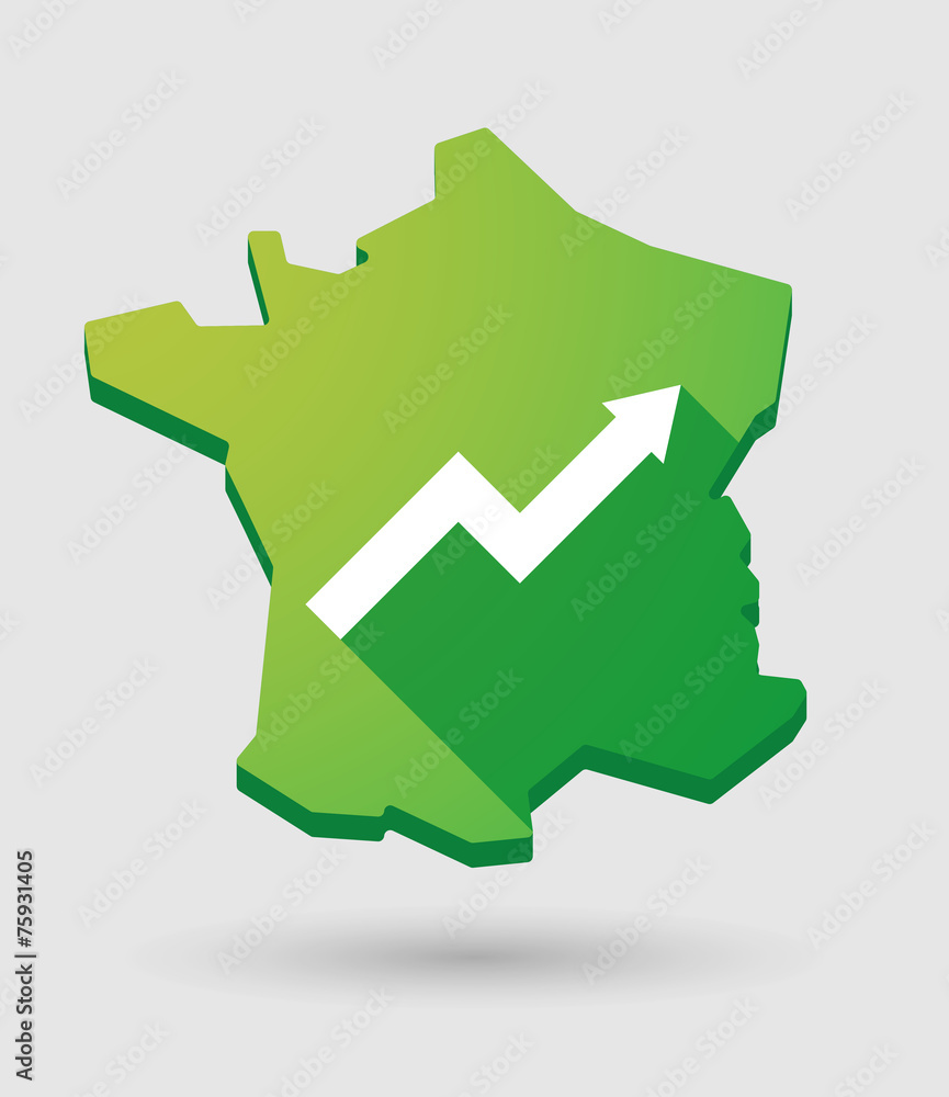 France map icon with a graph France map icon with a graph