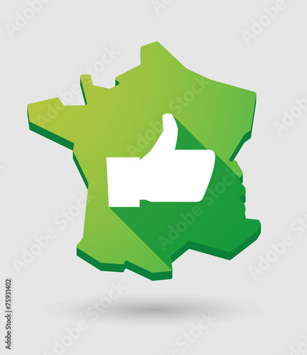 France map icon with a thumb up hand