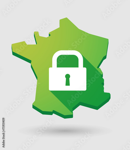 France map icon with a lock pad