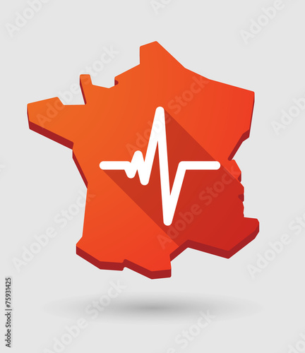 France map icon with a heart beat sign