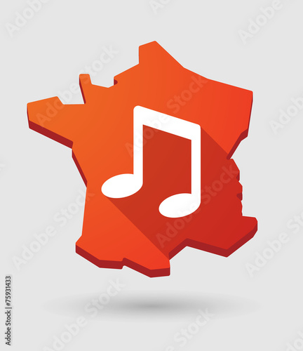 France map icon with a note music