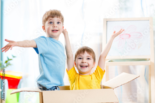 happy kids boys playing and...