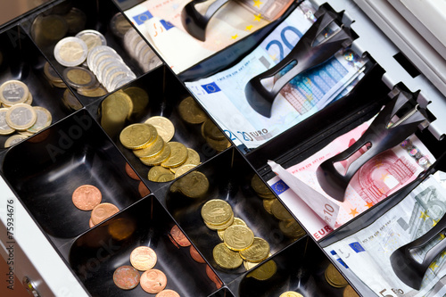 Euro money in the till