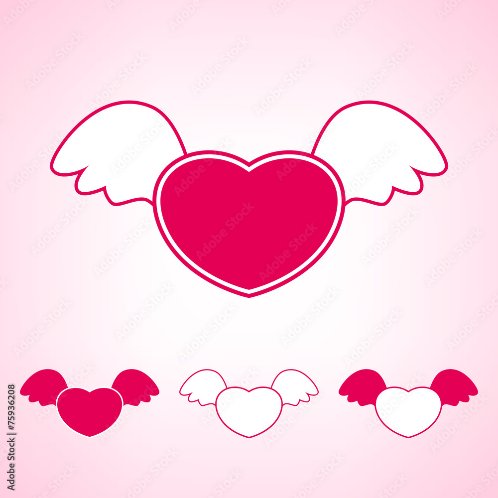 Heart with wings, vector illustration