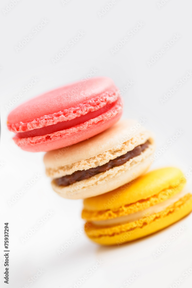 Colorful French pastry on a white background. Colorful French pastry on a white background.
