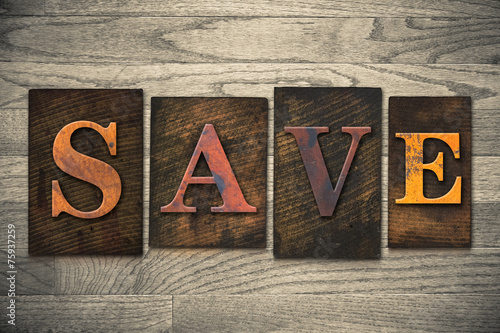Canvastavla Save Concept Wooden Letterpress Type